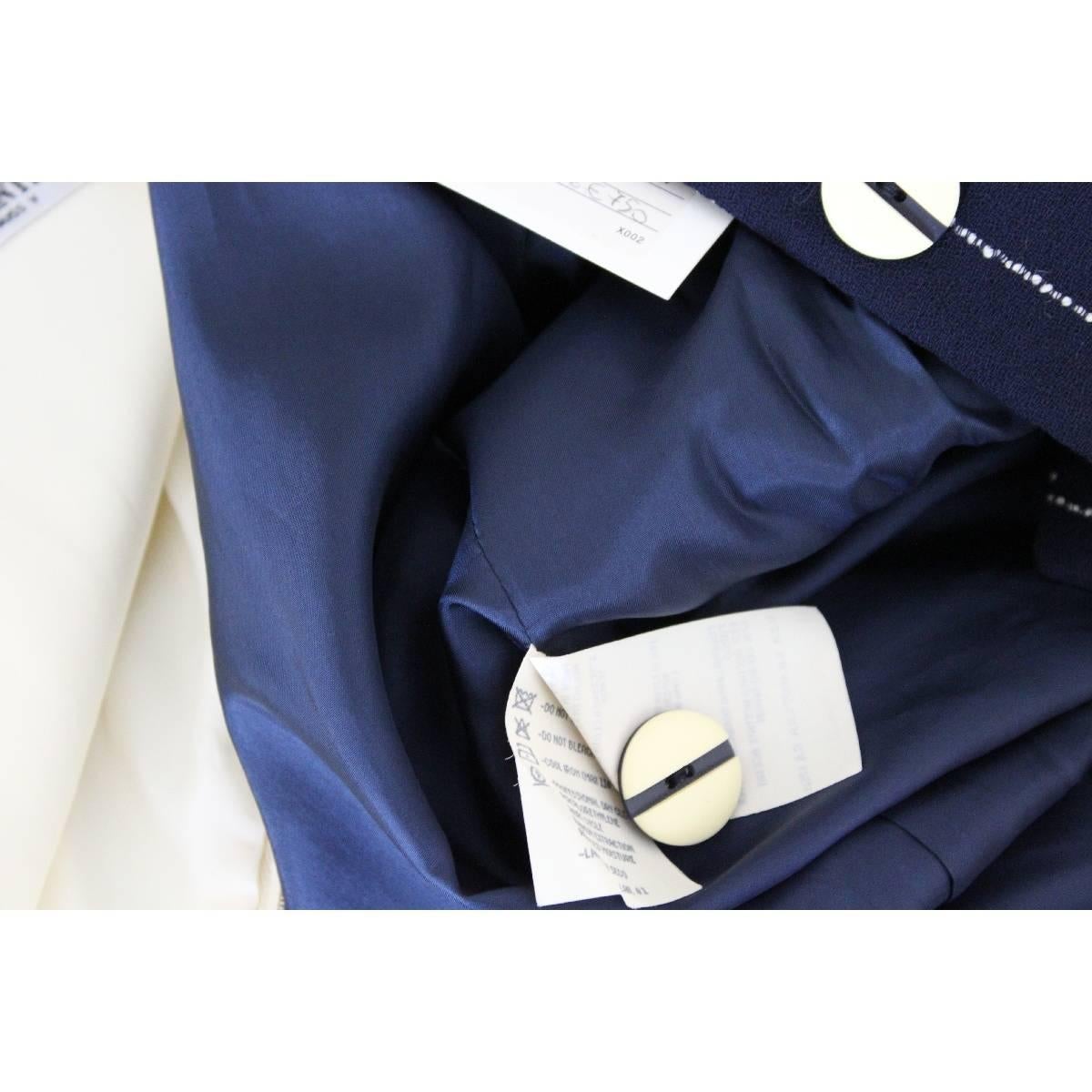 Valentino Set Dress Pinstripe Blue Wool Italian Skirt Suit, 1990s For Sale 3