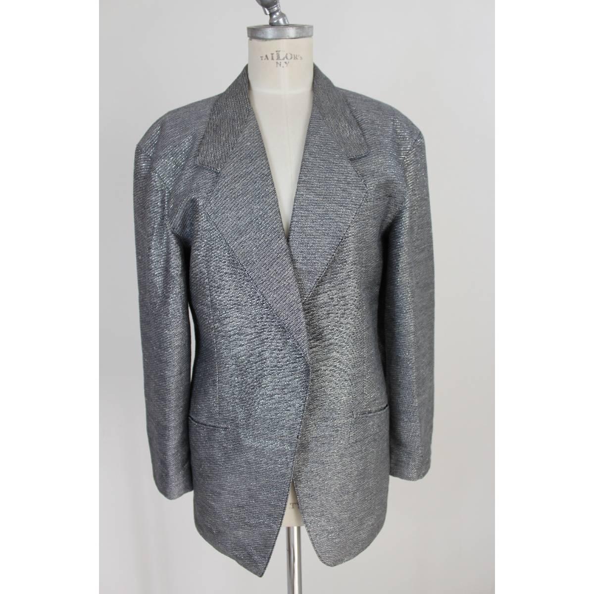 NWT Escada vintage skirt suit laminated jacket women’s 1980s wool size 36 black  In New Condition For Sale In Brindisi, IT