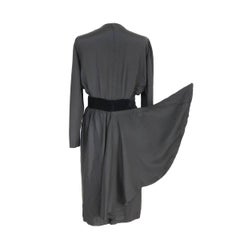 NWT Mario Borsato vintage evening silk black plisse dress women’s V-neck 1980s