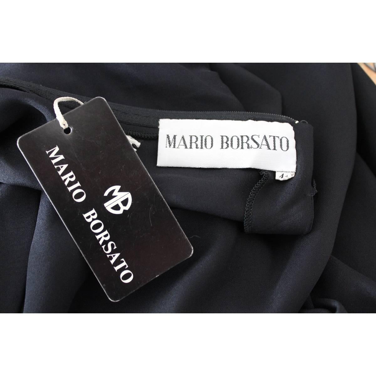 Women's NWT Mario Borsato vintage evening silk black plisse dress women’s V-neck 1980s  For Sale