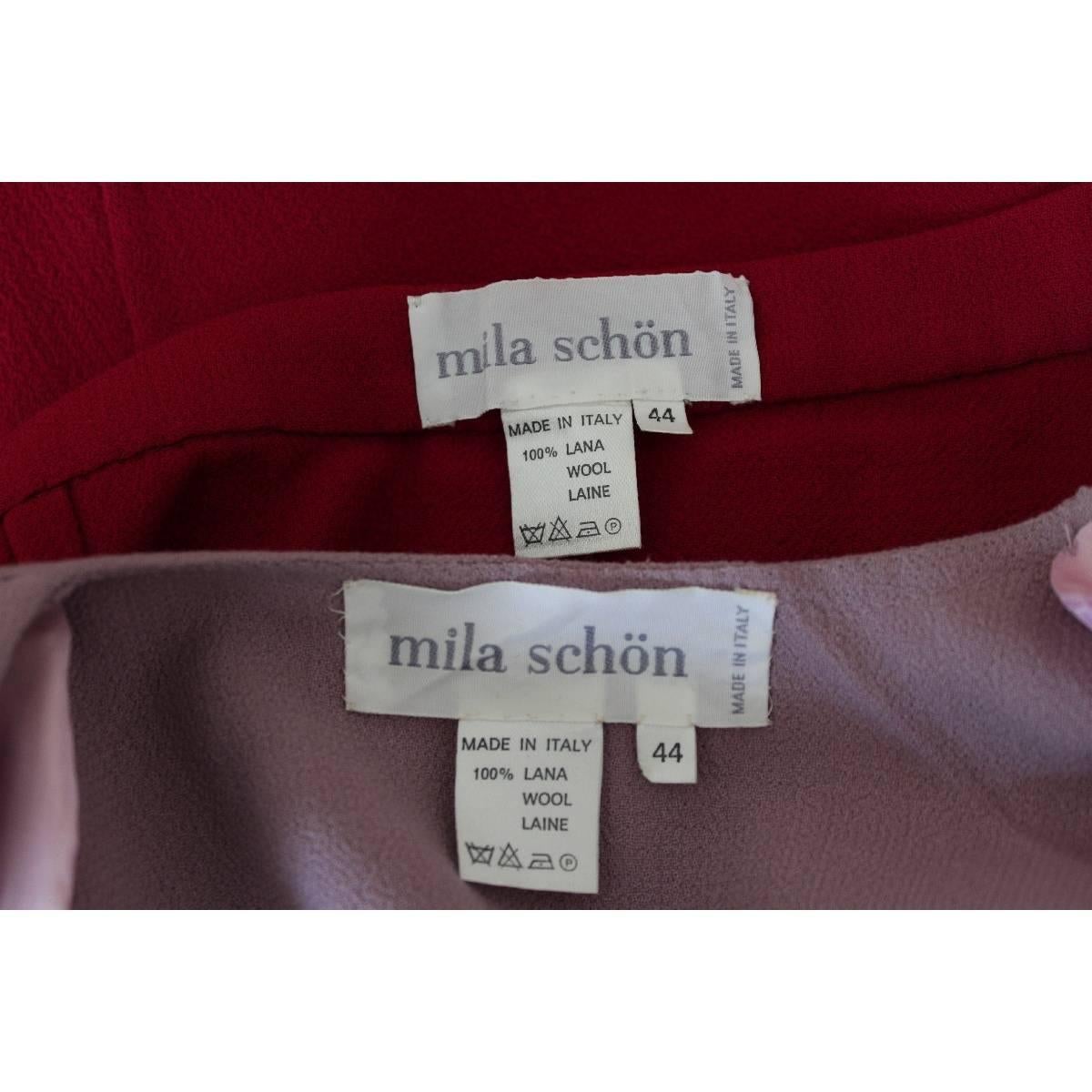 Women's NWT Mila Schon vintage 1980s skirt tulip suit tailleur women’s fucsia and purple For Sale