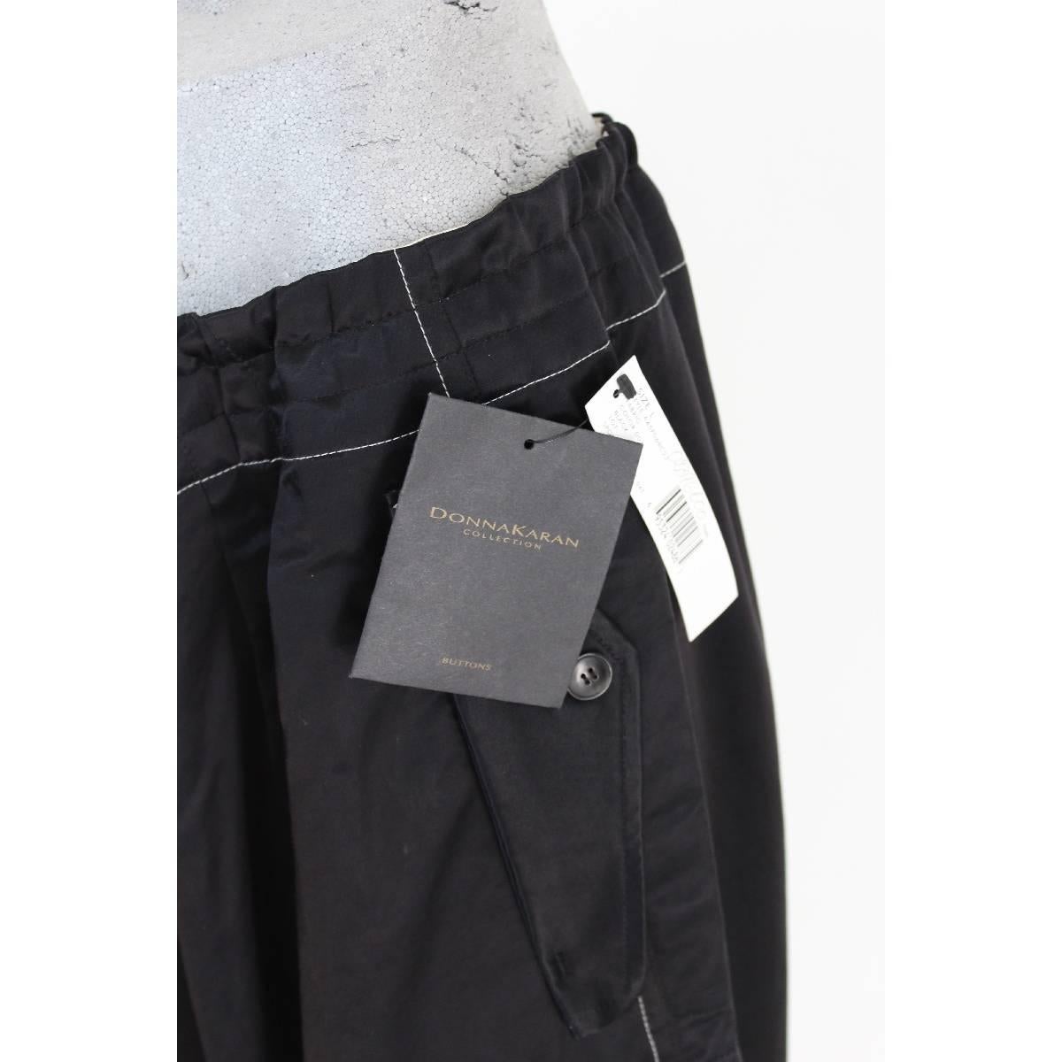 Women's NWT Donna Karan vintage palazzo trousers black pants size L made in italy