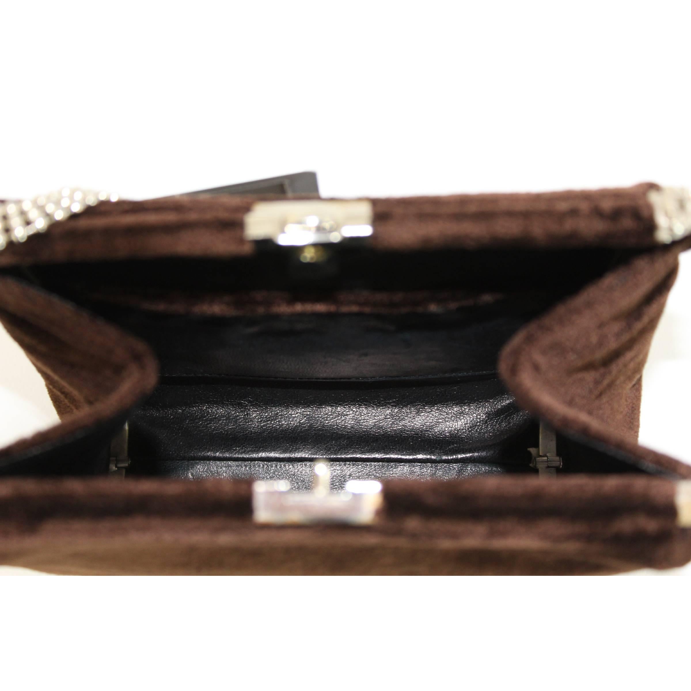 Cesare Piccini Pochette Velvet Brown Italian Evening Bag, 1960s For Sale 2