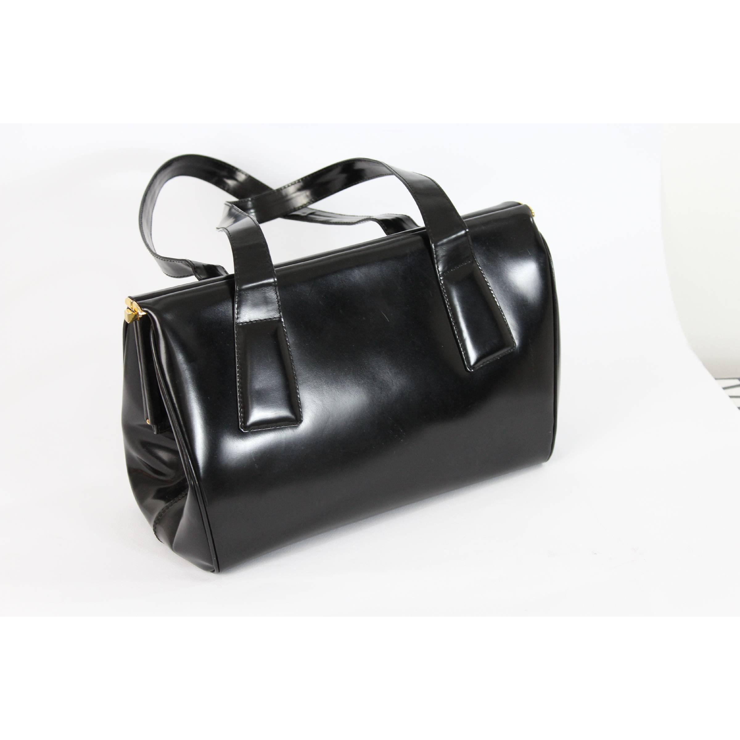Prada Doctor Bag Black Patent Leather Vintage In Excellent Condition For Sale In Brindisi, IT