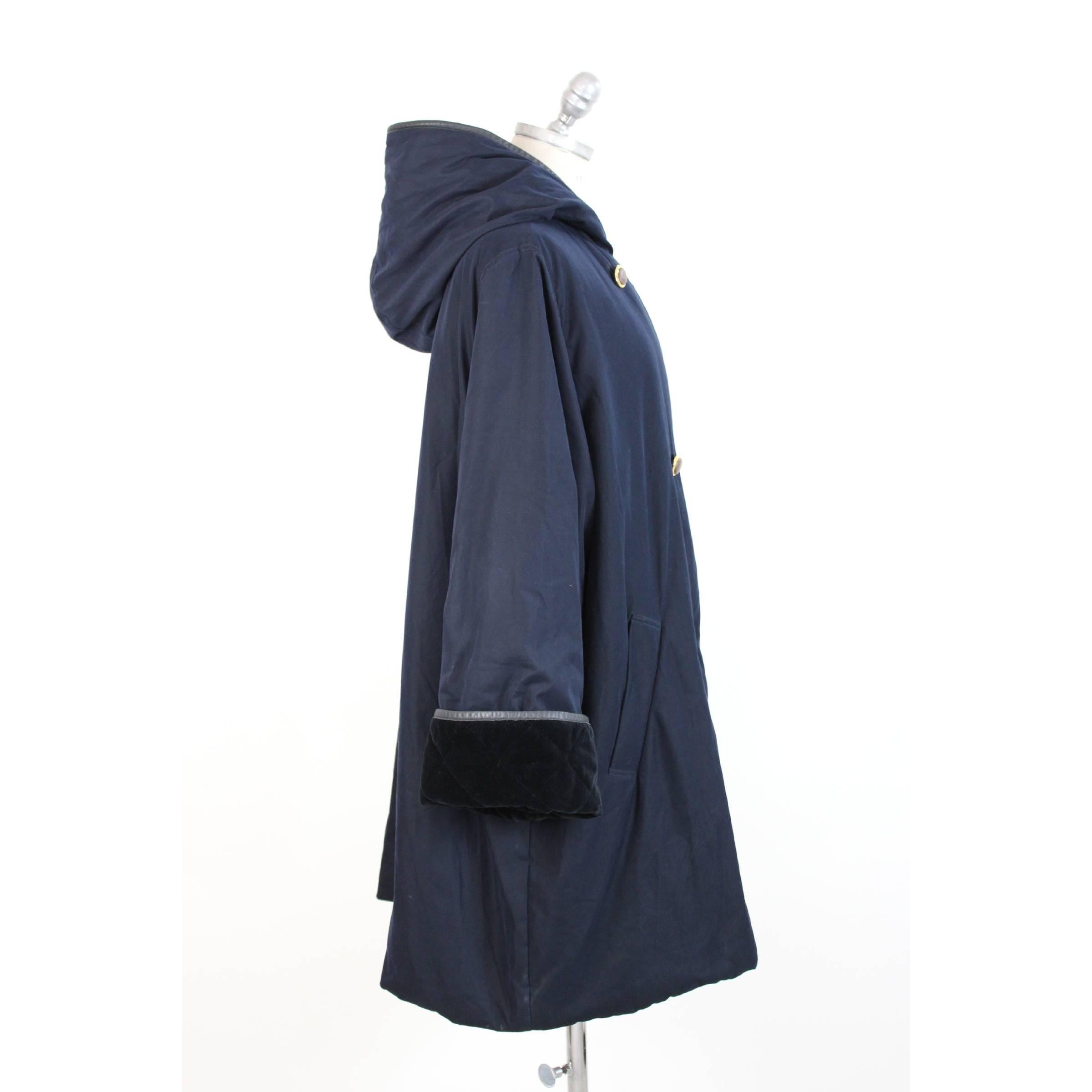 Gray Max Mara Poncho Double Breasted Quilted Blue Italian Coat, 1990s For Sale