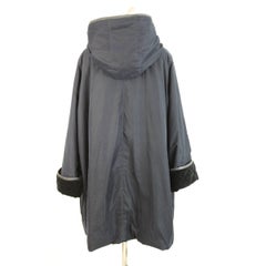 Max Mara Poncho Double Breasted Quilted Blue Italian Coat, 1990s