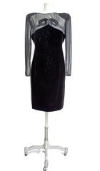 Valentino Sheat Black Silk Velvet Italian Dress, 1980