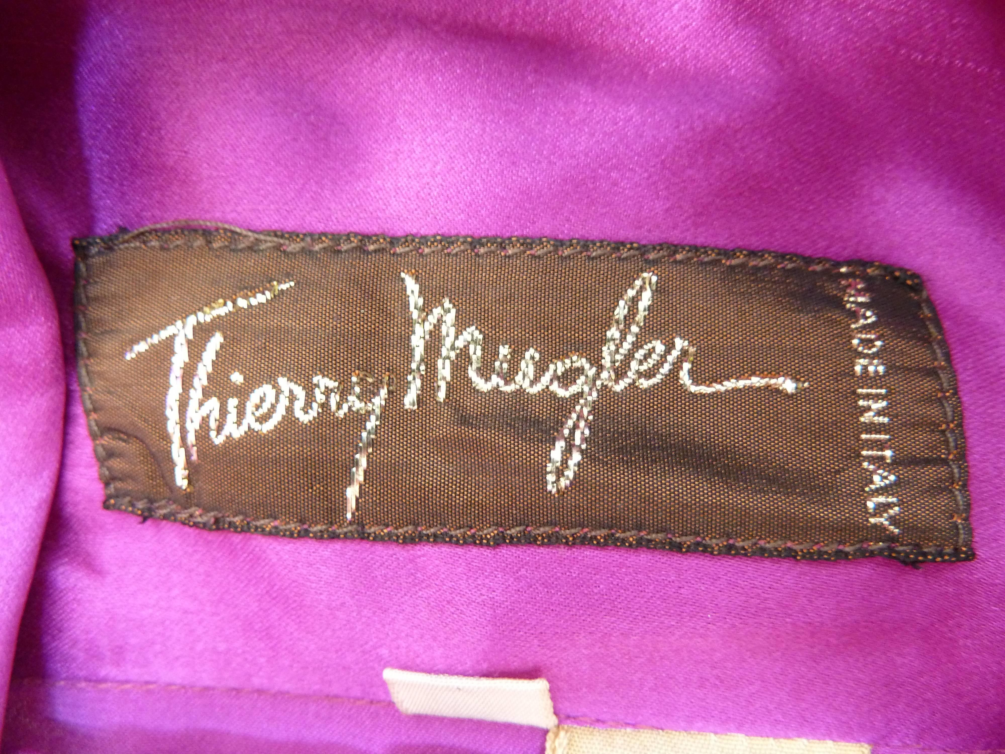 Thierry Mugler vintage 1990s blouse silk women's purple 42 shawl collar balloon For Sale 2