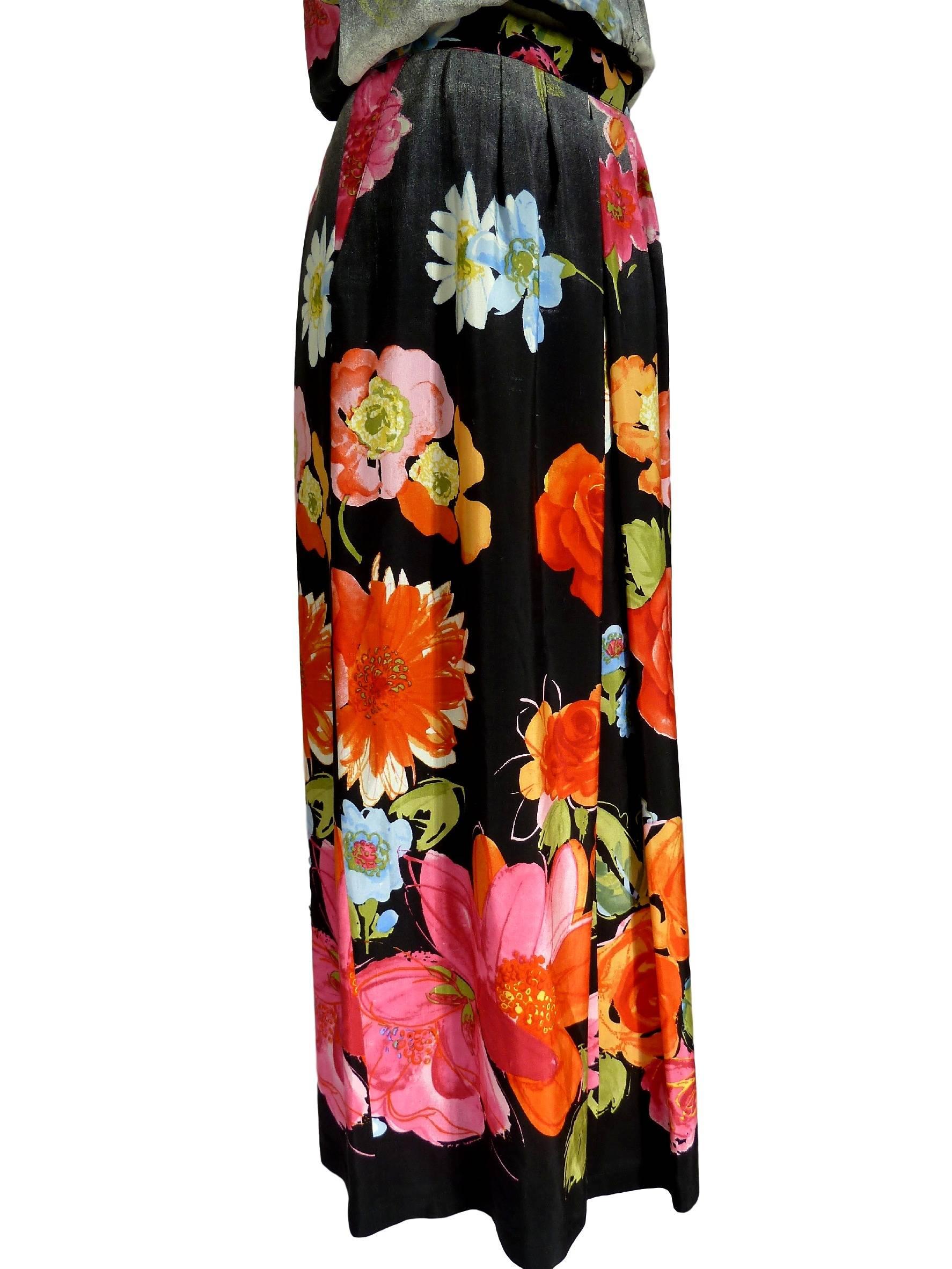 Fendi 365 floral vintage 1980s silk dress bolero skirt multi color In Excellent Condition In Brindisi, IT