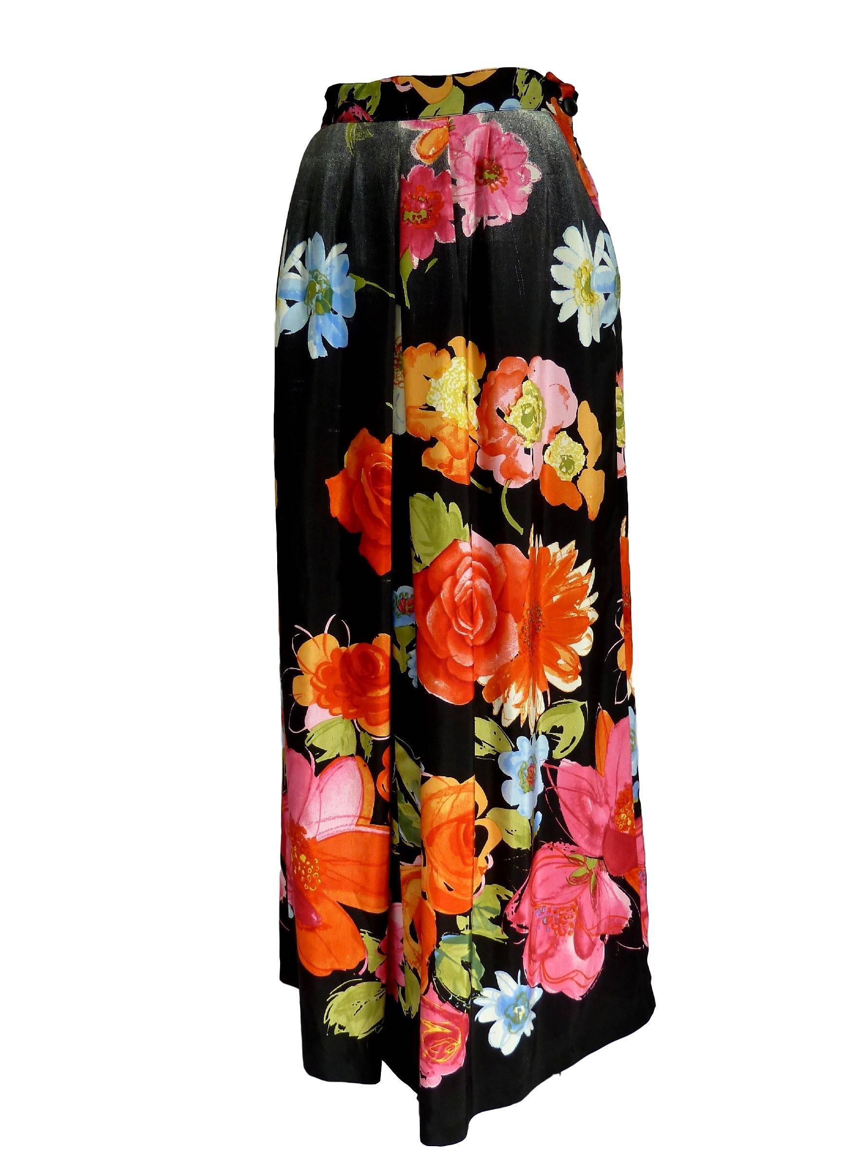 Fendi 365 floral vintage 1980s silk dress bolero skirt multi color 1