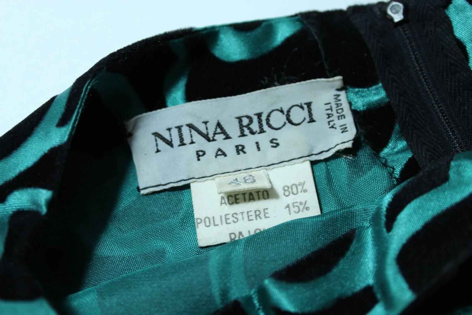 Nina Ricci blouse 1980's vintage baloon sleeves green woman's size 46 For Sale 2