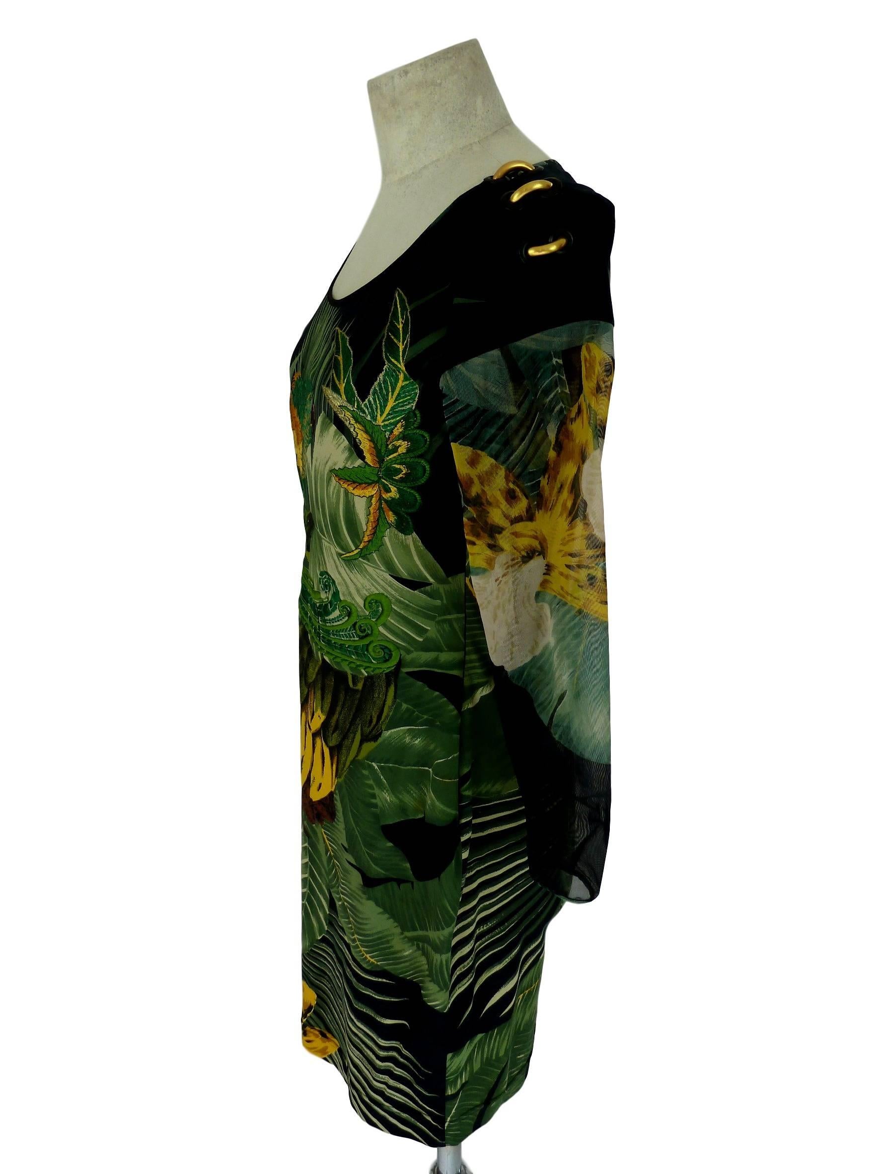 Black Gianfranco Ferrè 1980s silk vintage dress animal print women's vintage size 44