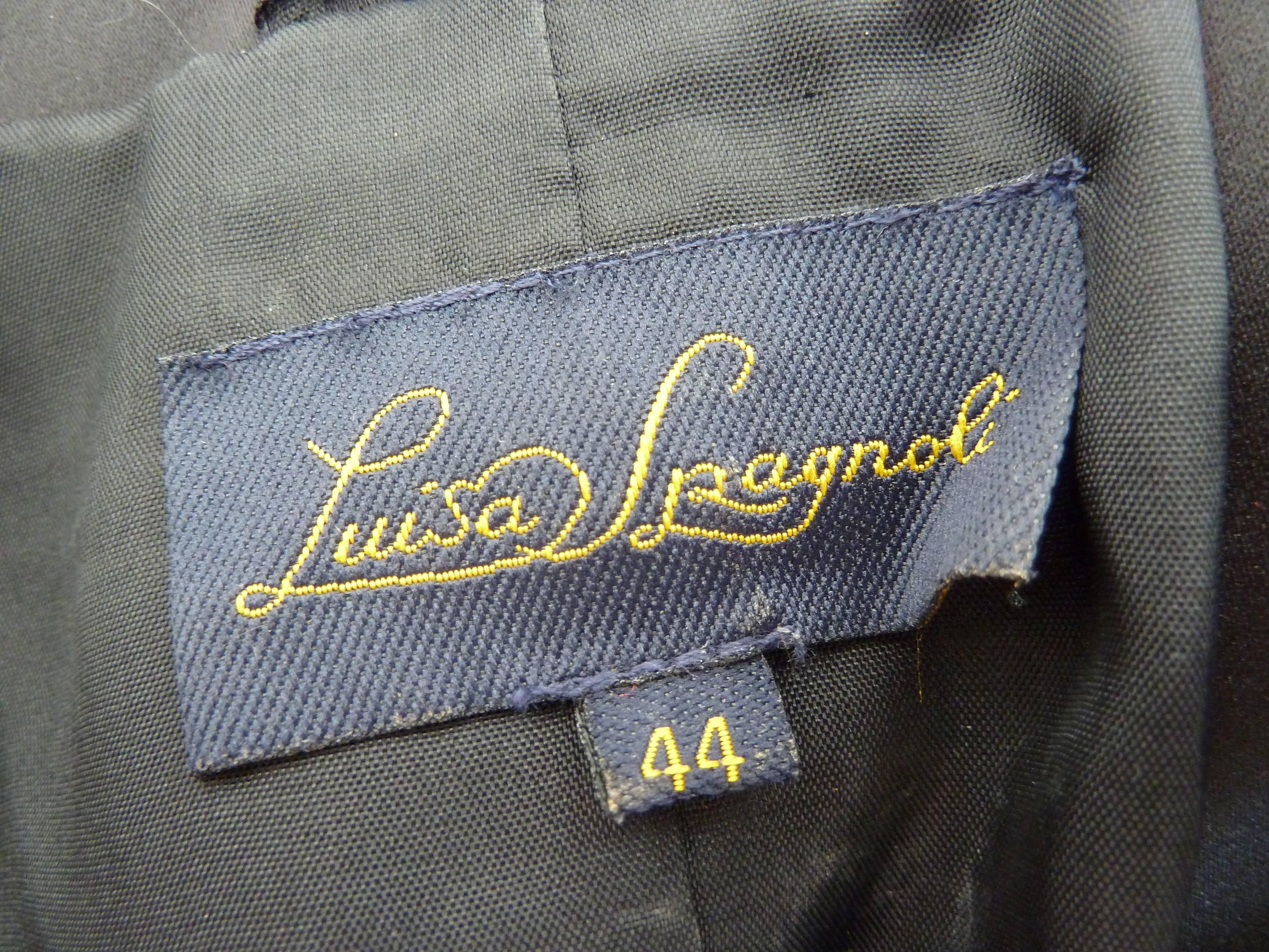 Luisa Spagnoli 1990s silk jacket women's black size 44 brooch swarovski gems For Sale 4