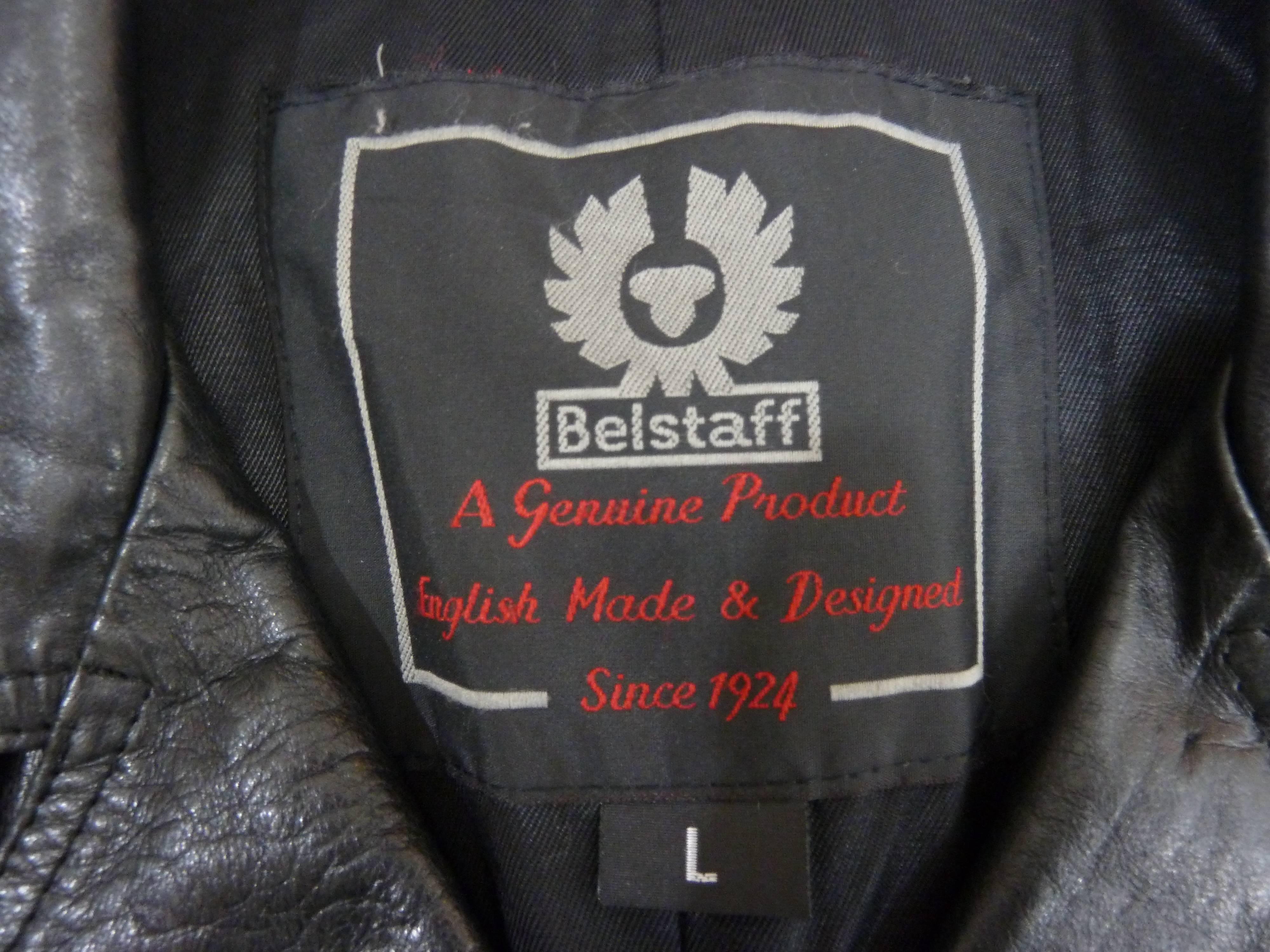 Belstaff Gold Label leather coat black men's motorcycle style size L  1