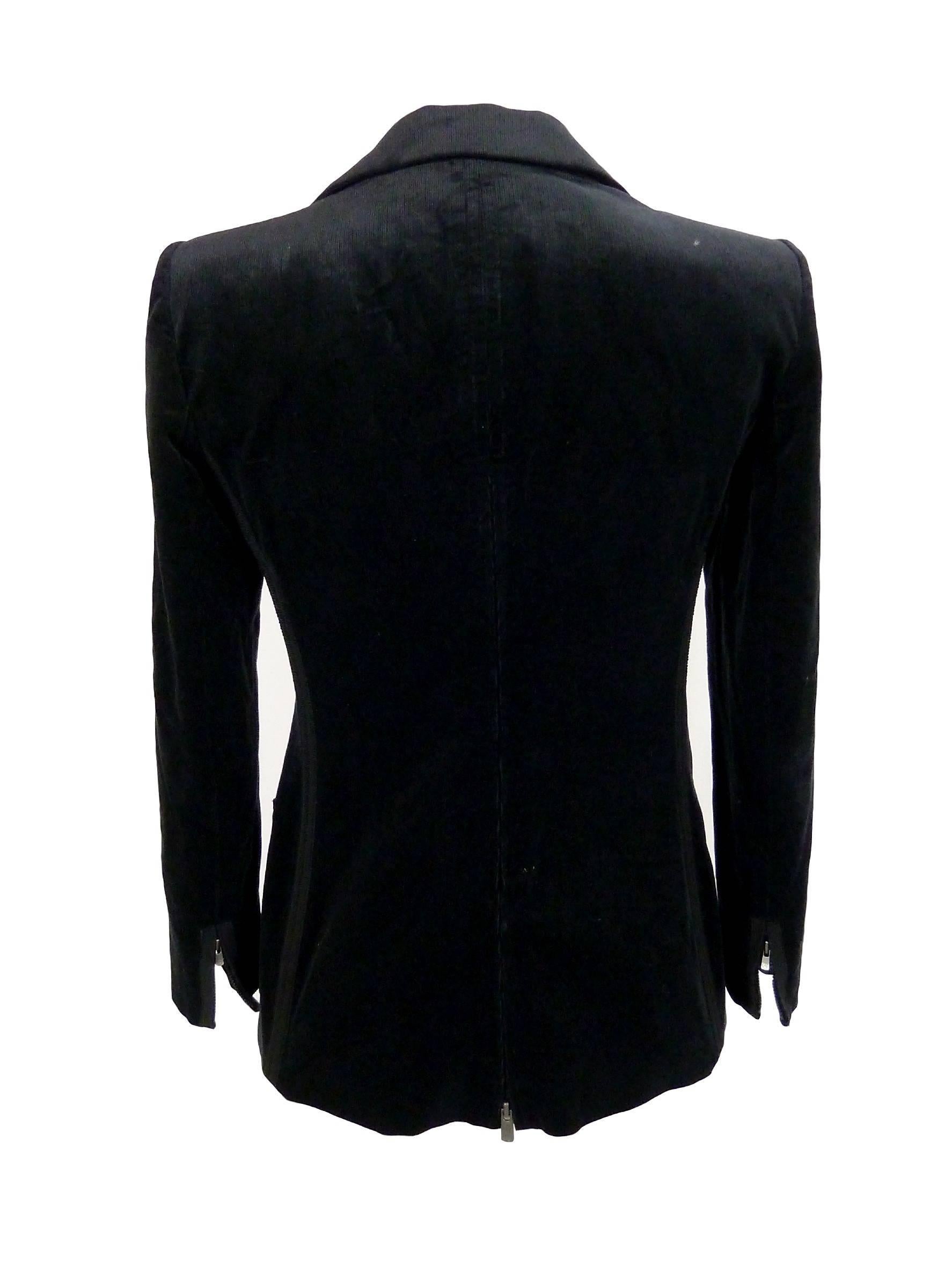 Black Armani Collezioni 1990s jacket Women's classic velvet blazer black size 42 For Sale