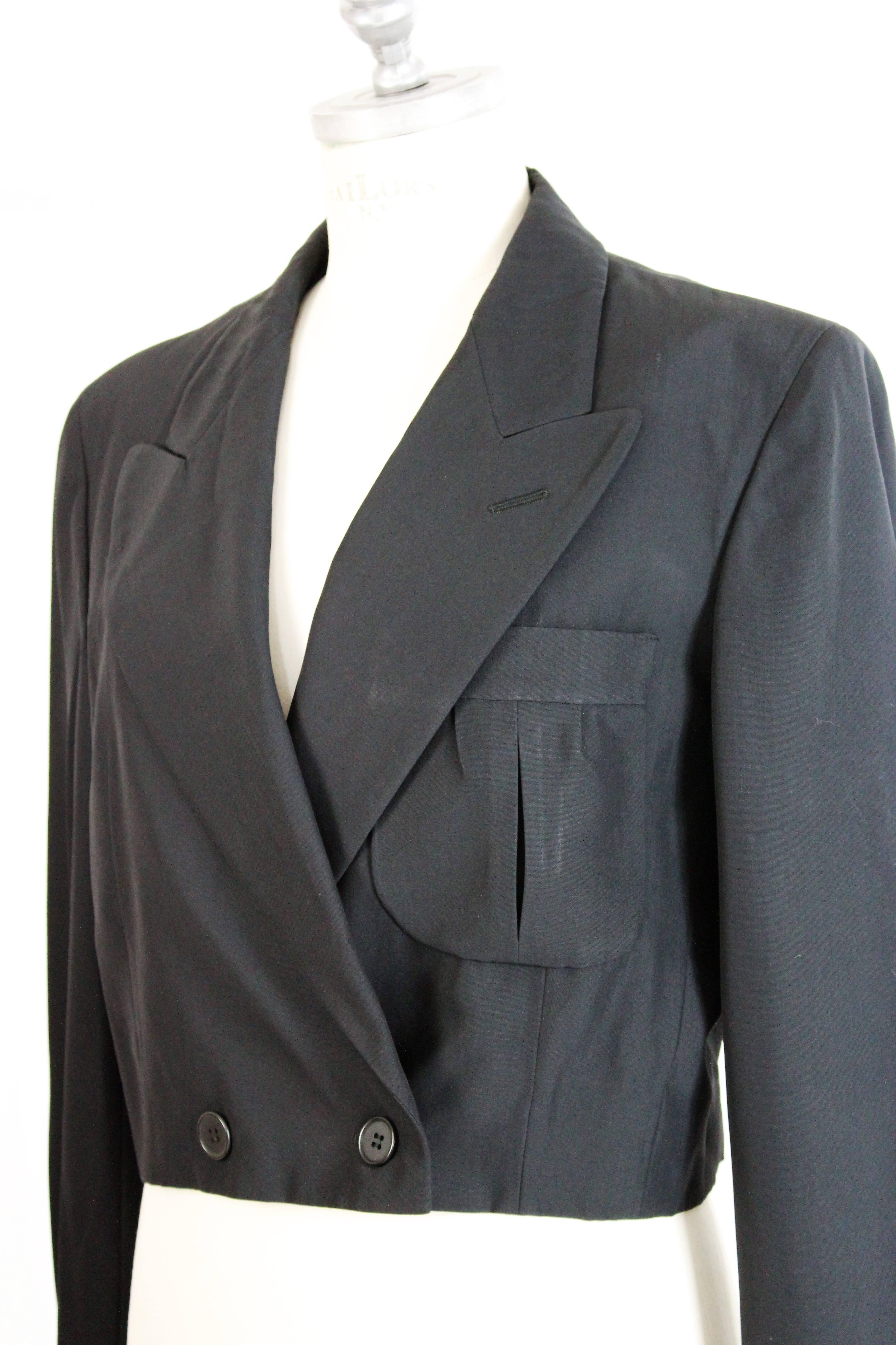 1990s Alberta Ferretti Black Bolero Jacket Bolero double Breasted For Sale 3