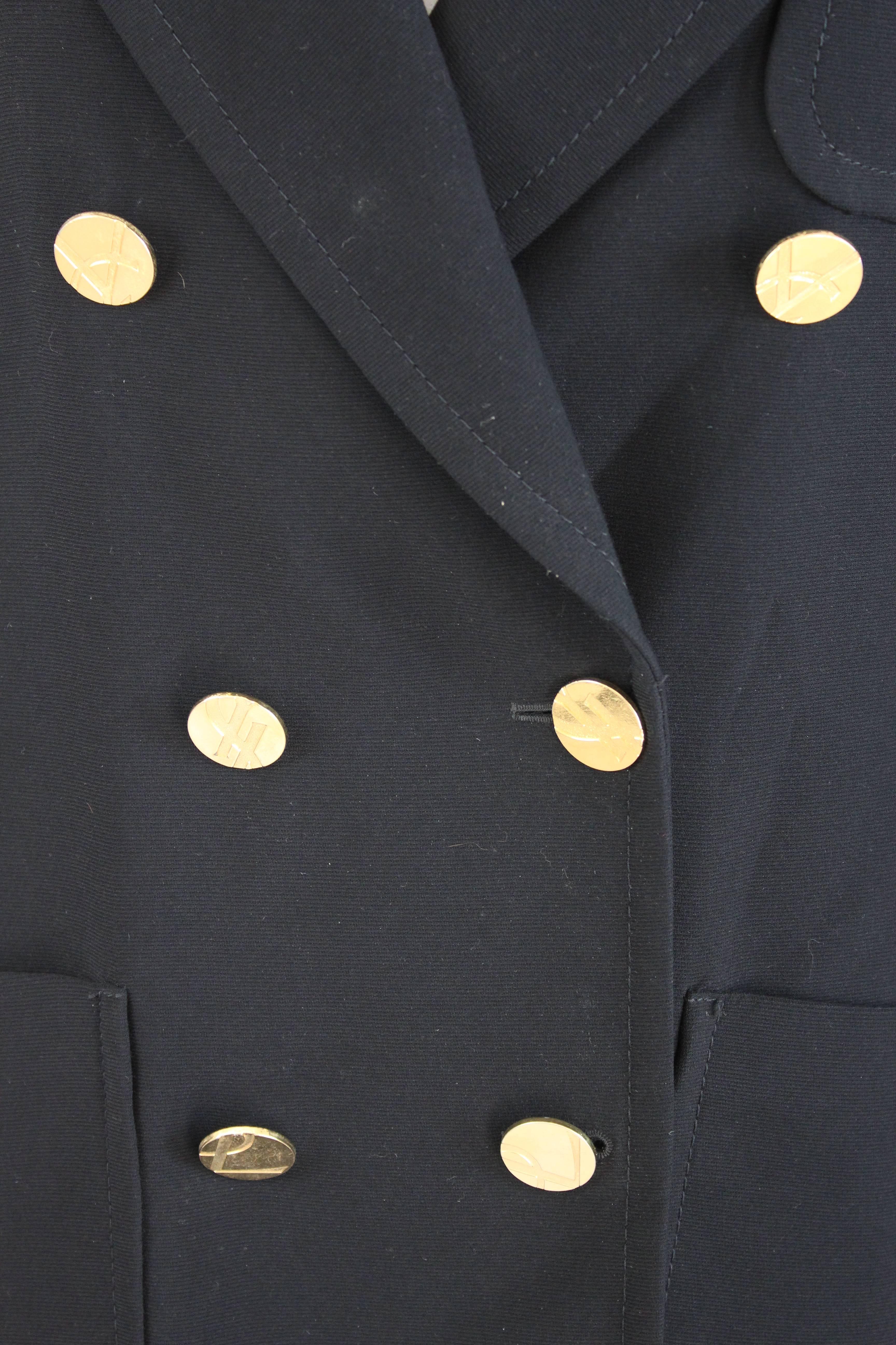 1990s Yves Saint Laurent Black Double-Breasted Jacket Blazer In Excellent Condition For Sale In Brindisi, IT