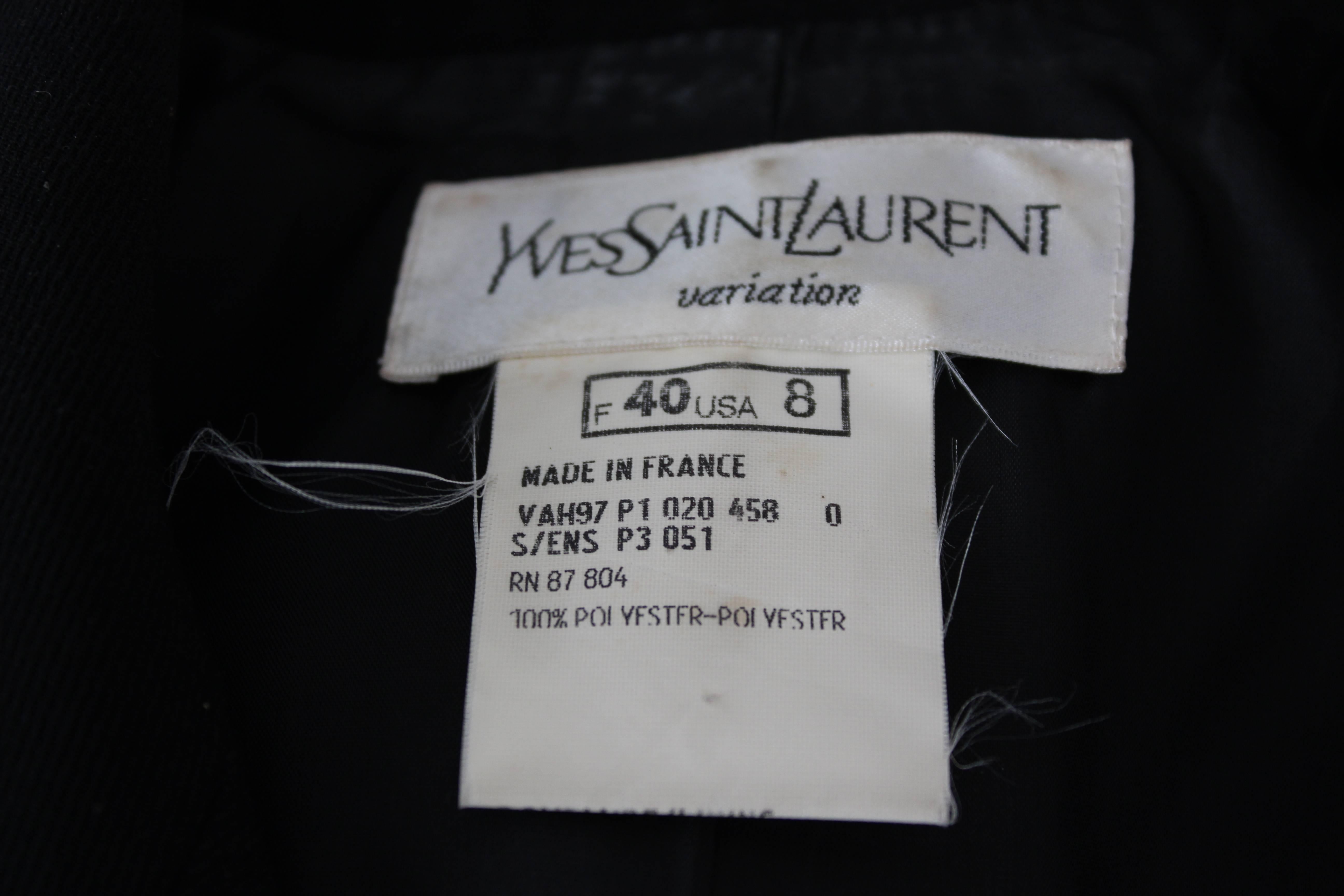 1990s Yves Saint Laurent Black Double-Breasted Jacket Blazer For Sale 2