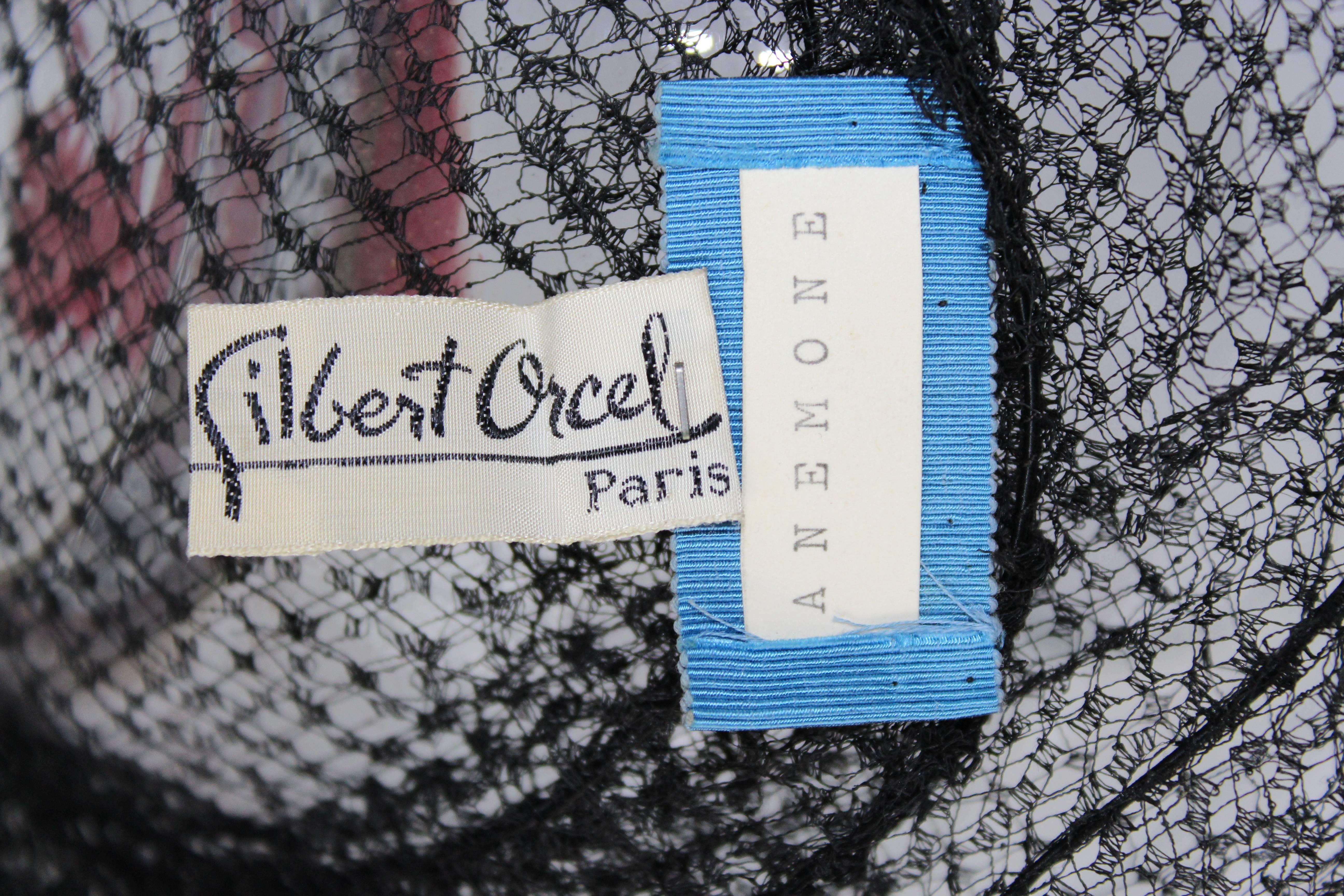 Women's 1950s Gilbert Orcel Anemone Paris Black Hat Lace Flower
