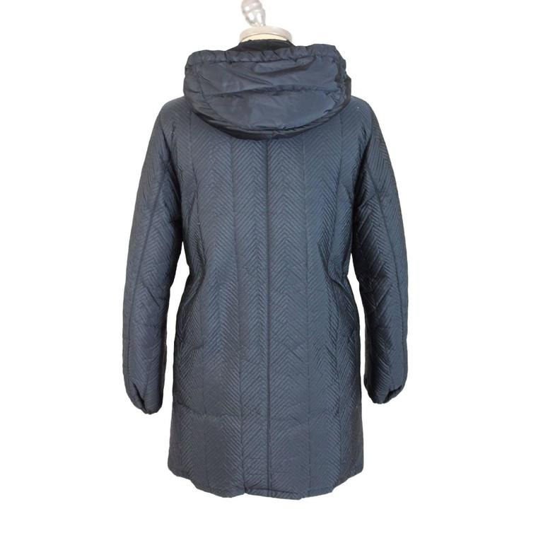 Prada long puffer quilted blue duck feathers herringbone coat size m ... Gamle spiseborde