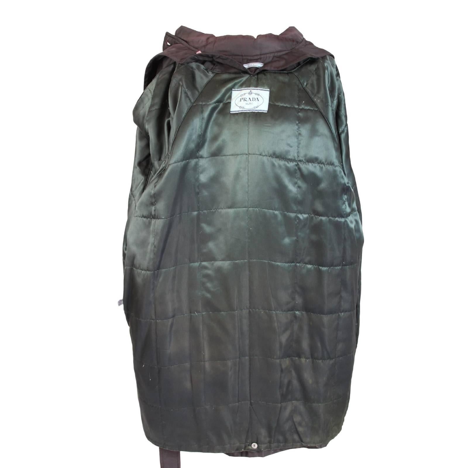 Black 1990s Prada waterproof brown trench coat raincoat size S women’s  For Sale