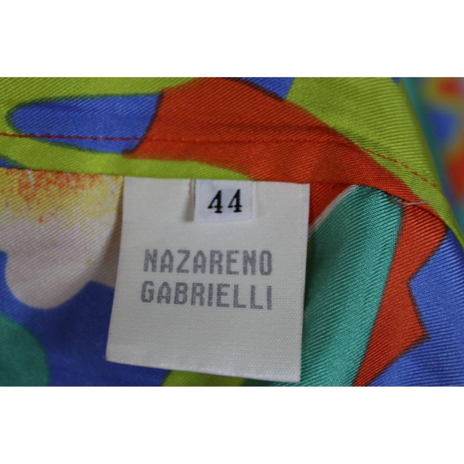 Women's Nazareno Gabrielli floral orange silk blouse shirt size 44 women's 1980s vintage