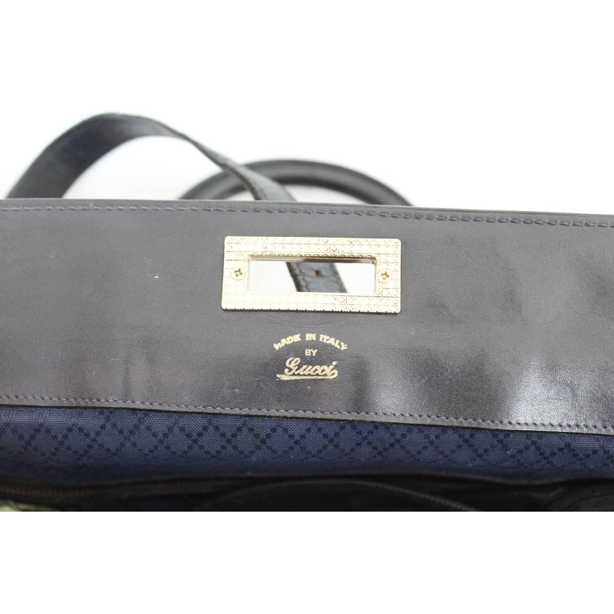 Gucci Luggage Blue Gray Leather Italian Bag, 1970s 4