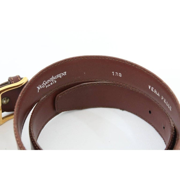Yves Saint Laurent brown belt vintage gold plated bucke 130 cm x 3 cm ...