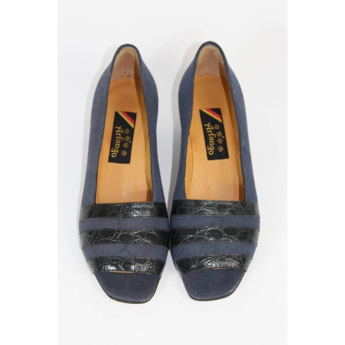 Arfango leather jeans blue shoes size 36 it women's made italy vintage  In New Condition For Sale In Brindisi, IT