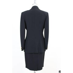 Valentino Classic Complete Black Viscose Italian Skirt Suit, 1990s