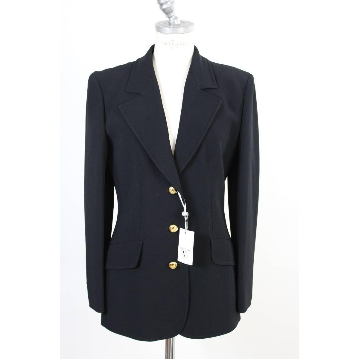 Valentino Classic Complete Black Viscose Italian Skirt Suit, 1990s For Sale 2