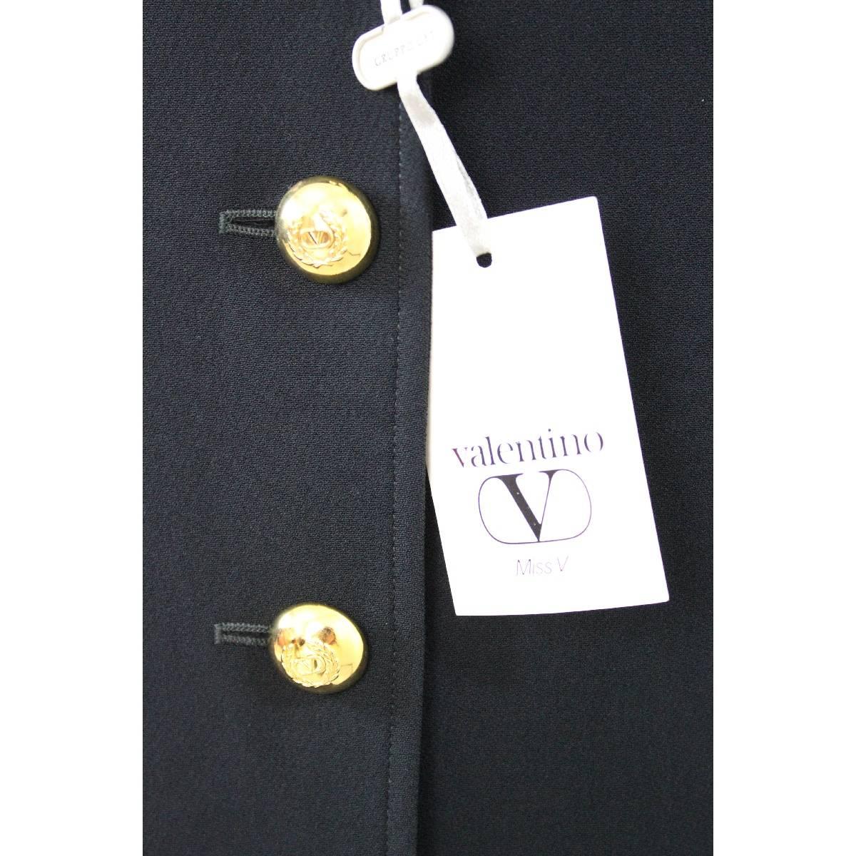 Women's Valentino Classic Complete Black Viscose Italian Skirt Suit, 1990s For Sale