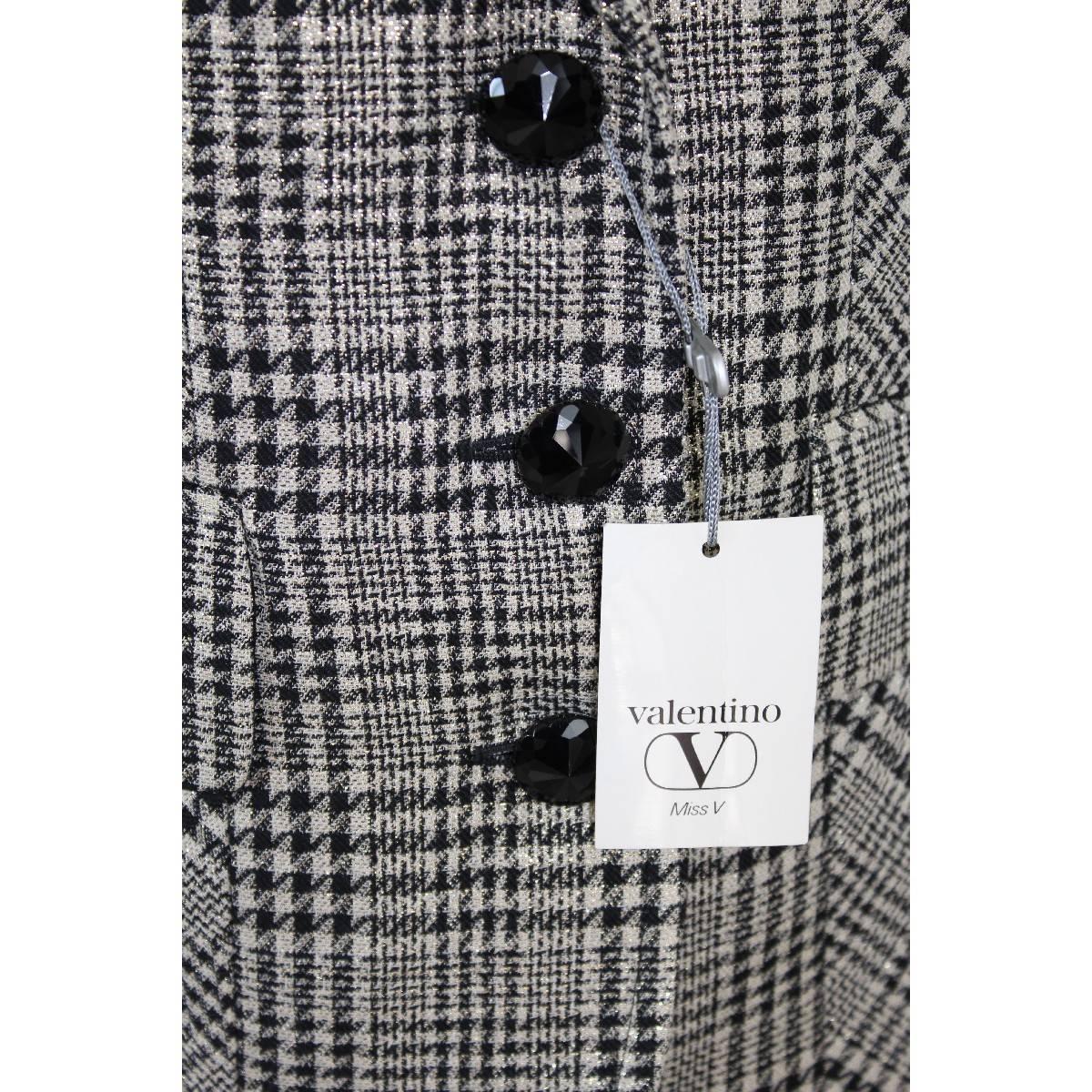 Women's Valentino Pied De Poule Gray Wool Italian Skirt Suit, 1990s size 8 For Sale
