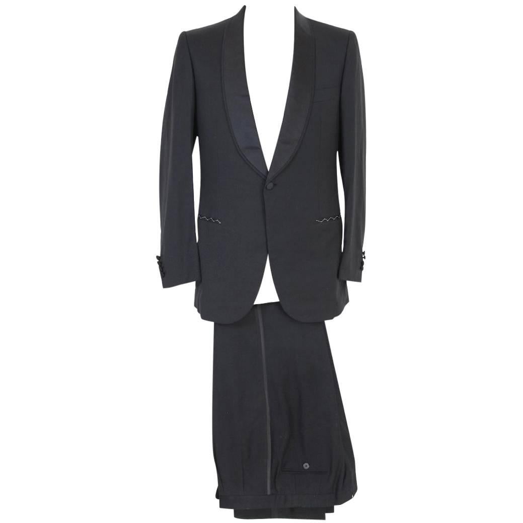 Brioni Complete Black Wool Smoking Pant Suit, Italian 