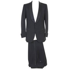 Used Brioni Complete Black Wool Smoking Pant Suit, Italian 