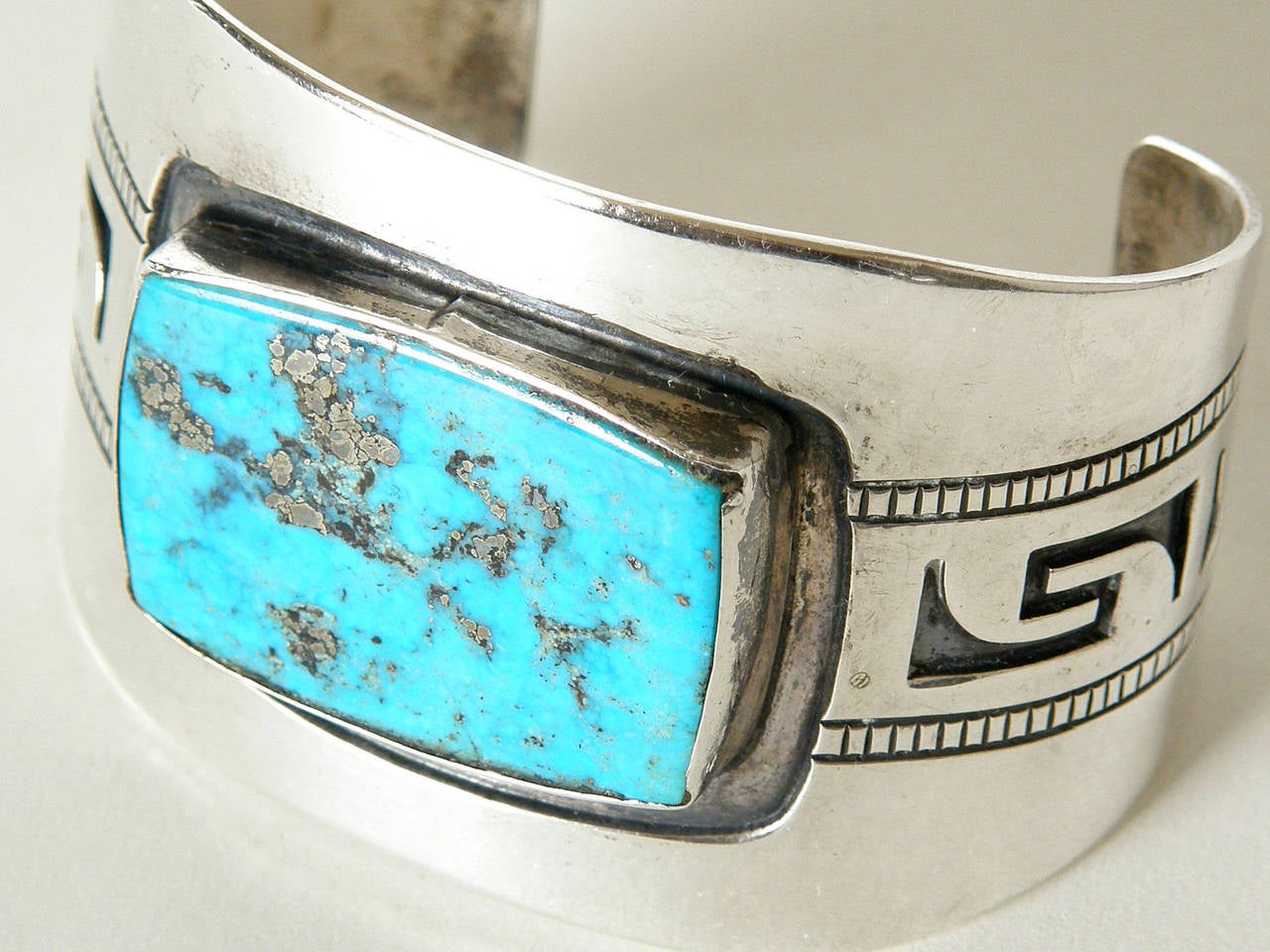 Women's or Men's Hopi Sterling Silver and Turquoise Cuff Bracelet