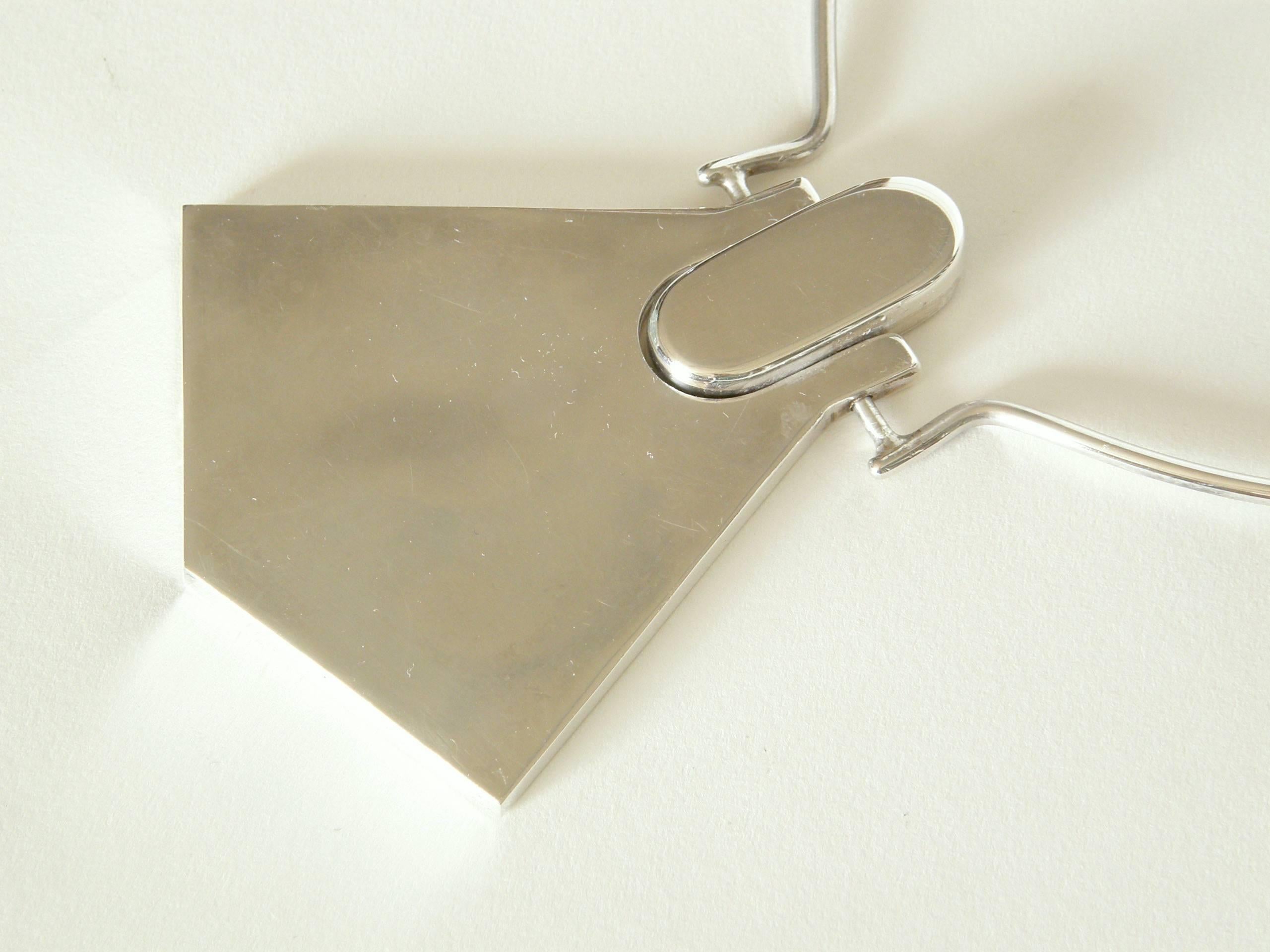 Modernist Sterling Necklace with Geometric Pendant In Good Condition For Sale In Chicago, IL