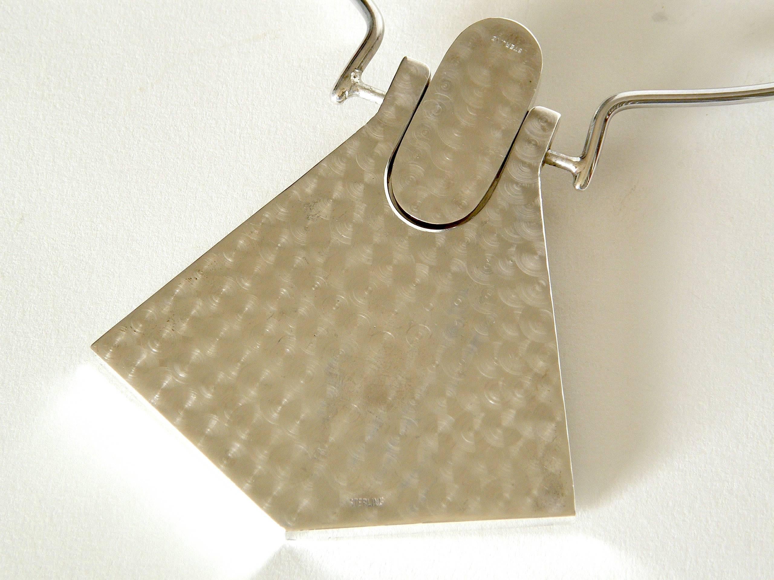 Modernist Sterling Necklace with Geometric Pendant For Sale 2