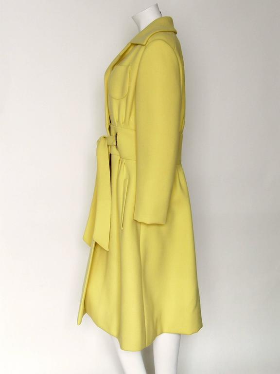 Mod Originala Coat Bright Yellow Wool with Tie Waist at 1stDibs