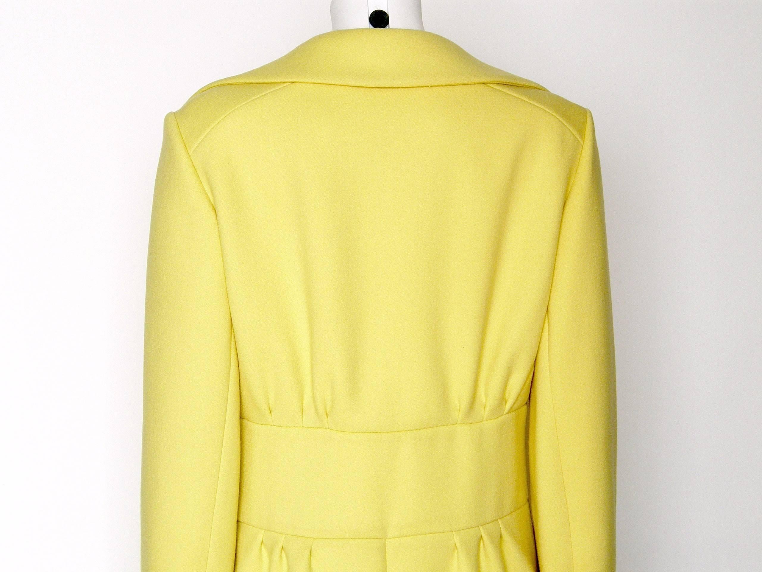 Mod Originala Coat Bright Yellow Wool with Tie Waist 3