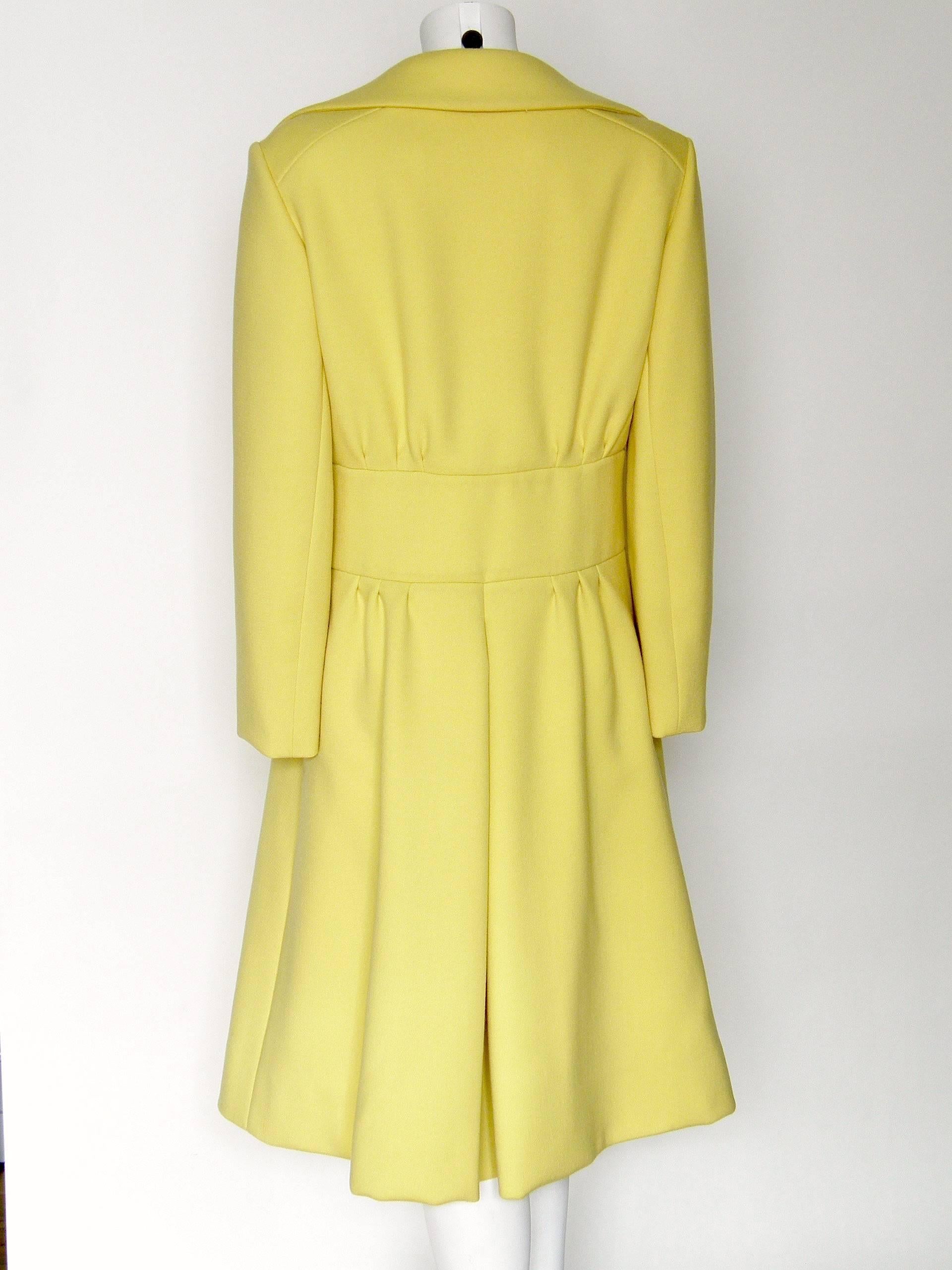 Mod Originala Coat Bright Yellow Wool with Tie Waist 2