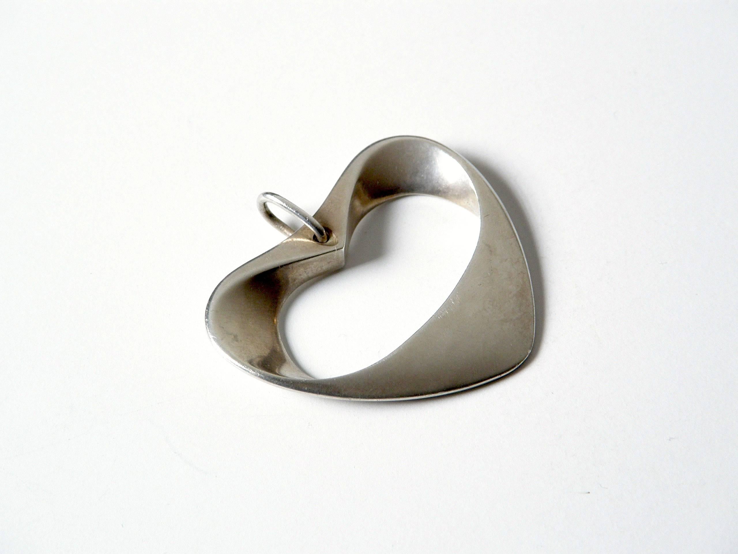 Women's or Men's Henning Koppel for Georg Jensen Modernist Sterling Heart Pendant