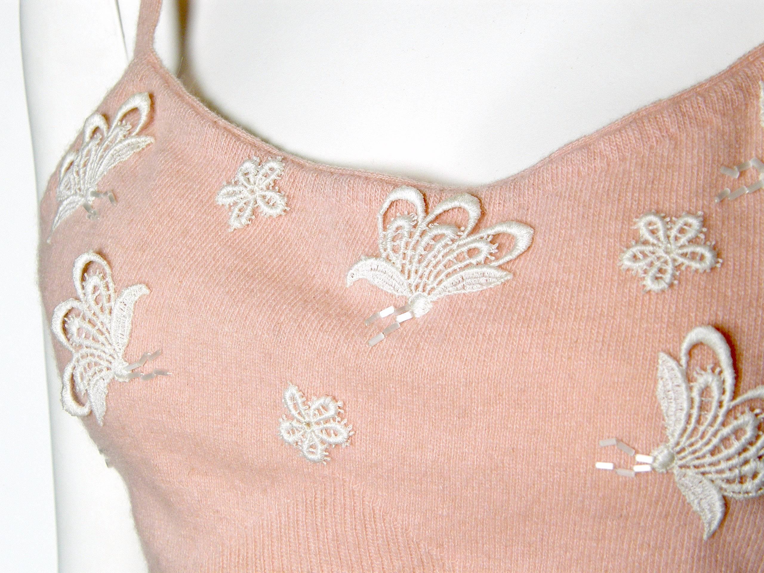 Women's Cashmere Sweater Twin Set with Butterflies