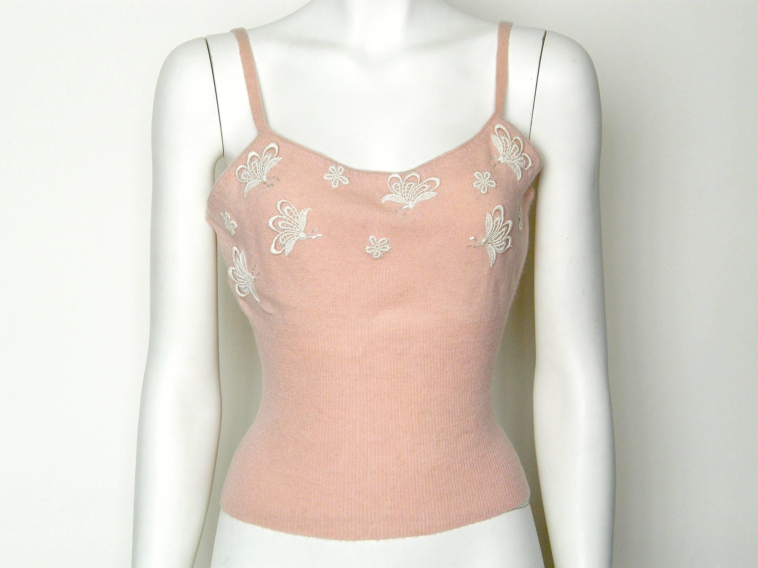 Cashmere Sweater Twin Set with Butterflies In Excellent Condition In Chicago, IL