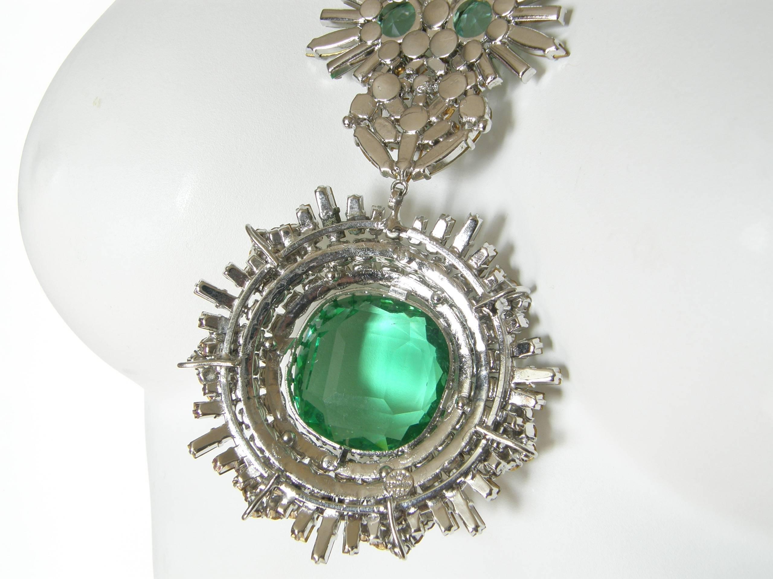 West German Rhinestone Necklace with Faux Emeralds Diamonds and Citrines 4