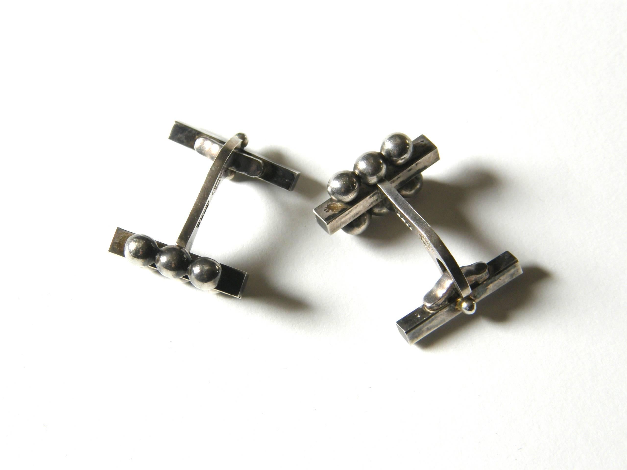 Harald Nielsen for Georg Jensen Sterling Geometric Cufflinks 2