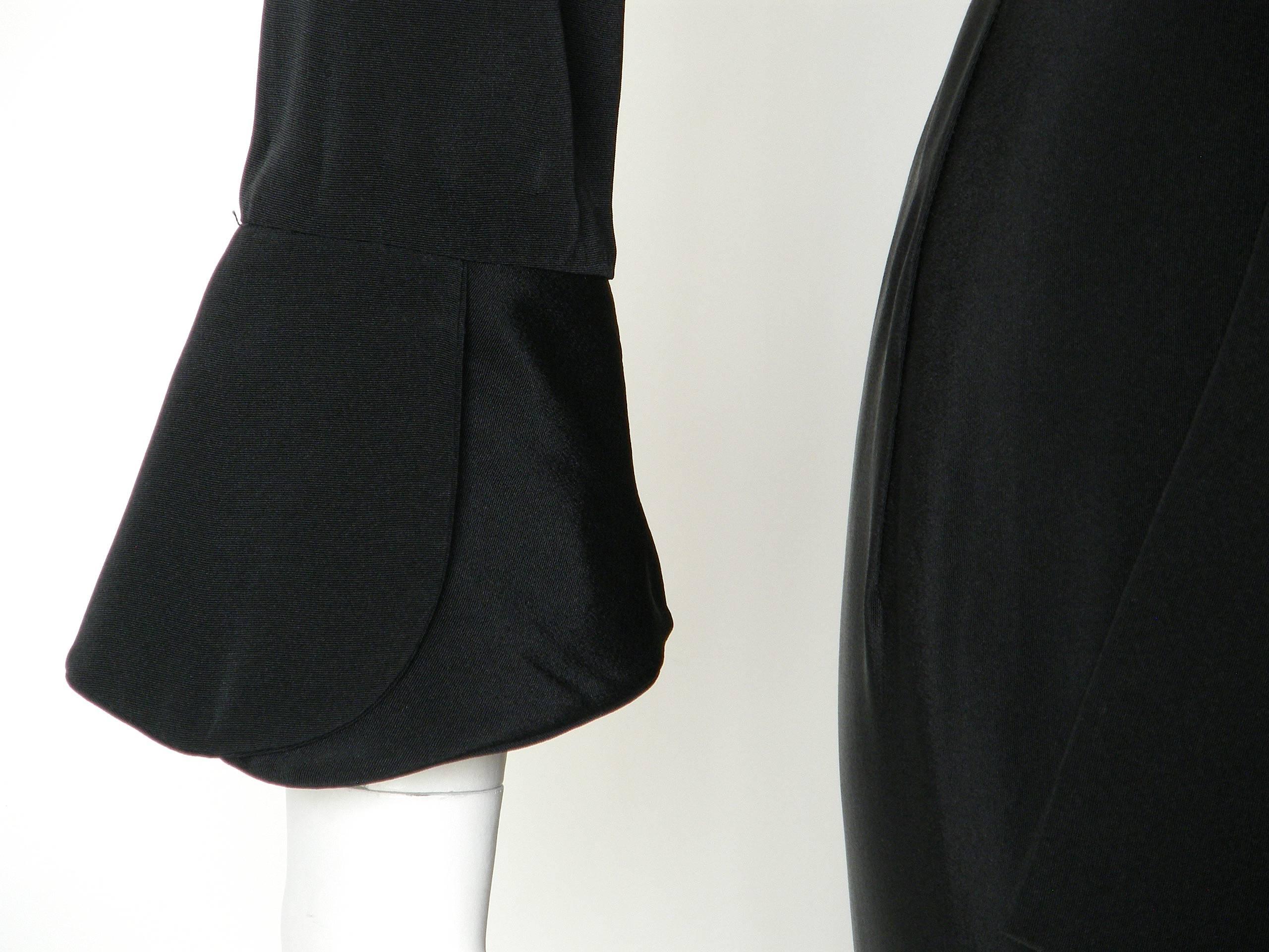 Ceil Chapman Little Black Cocktail Dress Fixed Wrap Bodice and Skirt Draping For Sale 3