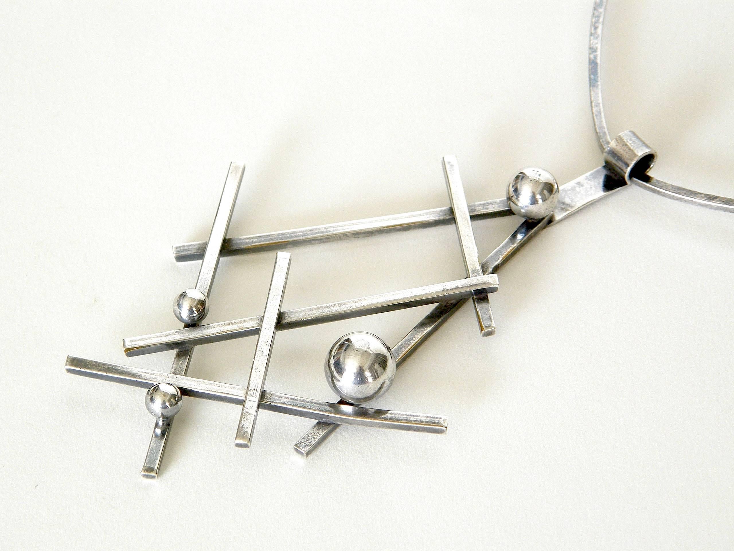 Modernist Abstract Sculptural Necklace and Earrings Set For Sale