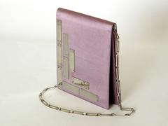 Pierre Cardin Futuristic Silk Shoulder Bag with Metal Panels and Chain Strap