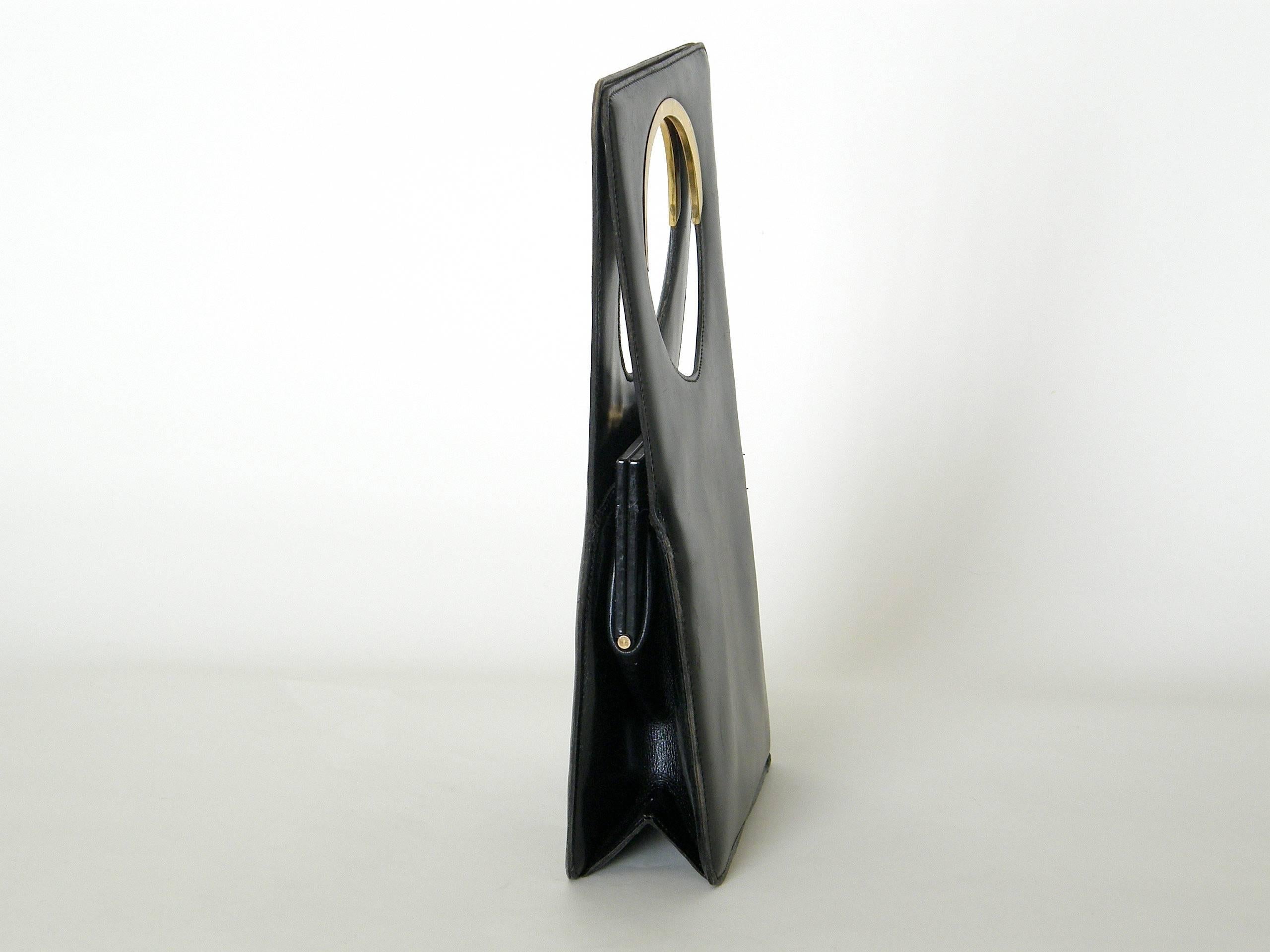 Pierre Cardin Black Leather Handbag at 1stDibs